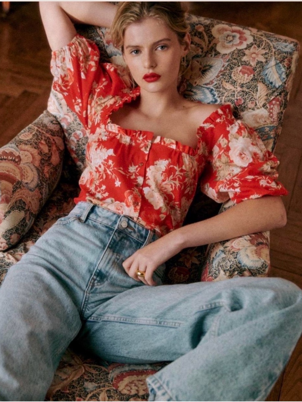 Sezane red Kellia blouse in EUC - size US 6